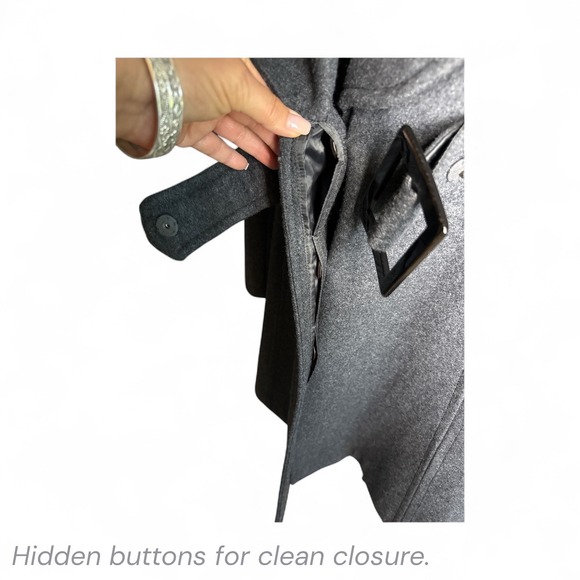 Jessica‎ Simpson Gray Belted Wool Blend Winter Chic Overcoat Size Small - Picture 5 of 10